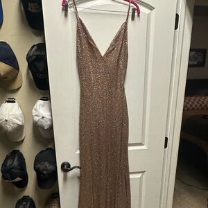 BCBGMaxAzria Sparkling Tan Maxi Dress